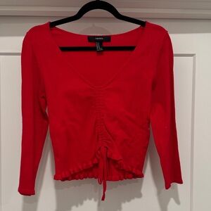 Forever 21 Red V-Neck Crop Top